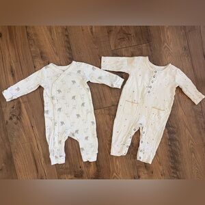 Pehr sleeper baby pajama lambs stars 100% organic cotton sz 3-6 months lot of 2